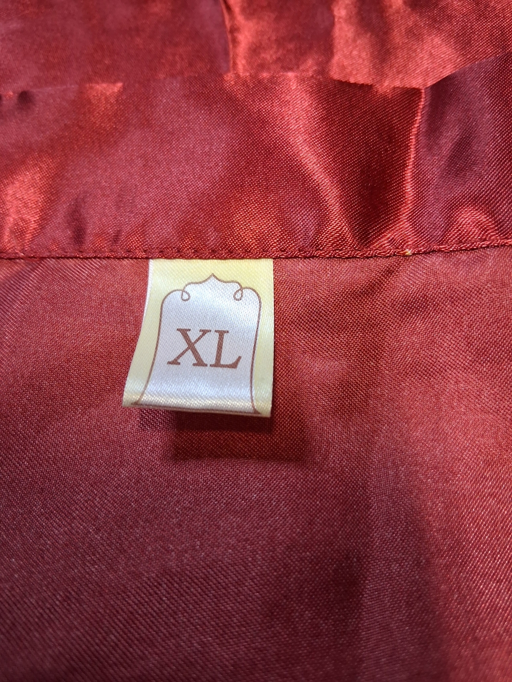 Red Satin Crane Print Kimono Robe - Picture 4 of 5